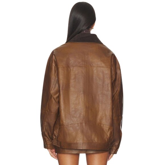 Show Me Your Mumu Maverick Bomber Jacket in Chestnut Brown XSmall New Womens - Picture 2 of 16
